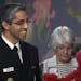 In the video, Elmo, at the doctor's office and nervous about receiving a shot, is greeted by U.S. surgeon general Vivek Murthy, who explains the impor