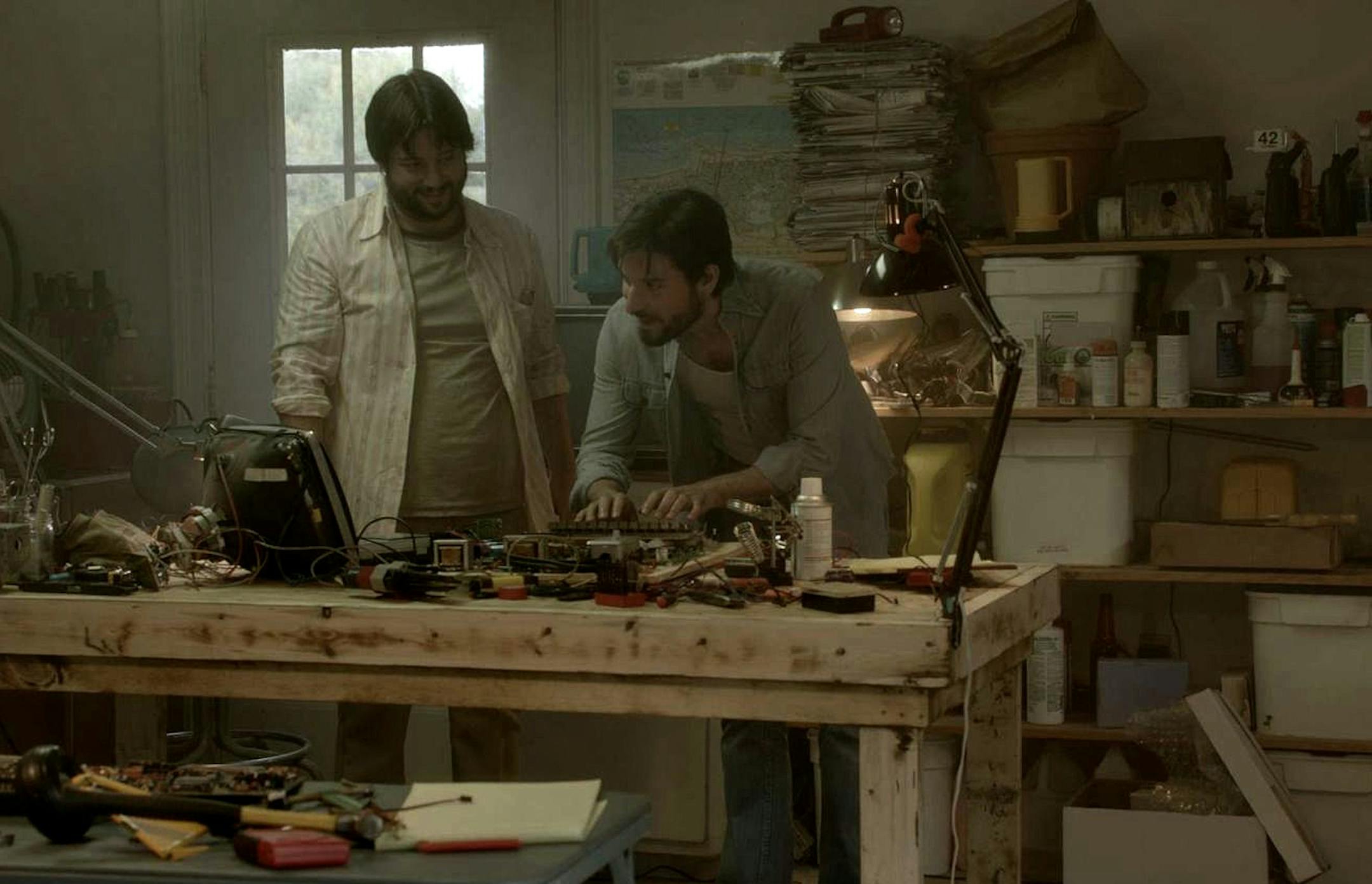 REENACTMENT- Steve Wozniak shows Steve Jobs the computer he's invented in his garage. Jobs Types on the screen "How much could we sell it for?" Jobs becomes the visionary for Wozniak's invention, realizing its full potential. (Photo Credit: National Geographic Channels/Evelyn Hockstein) ORG XMIT: Stephen David Entertainment