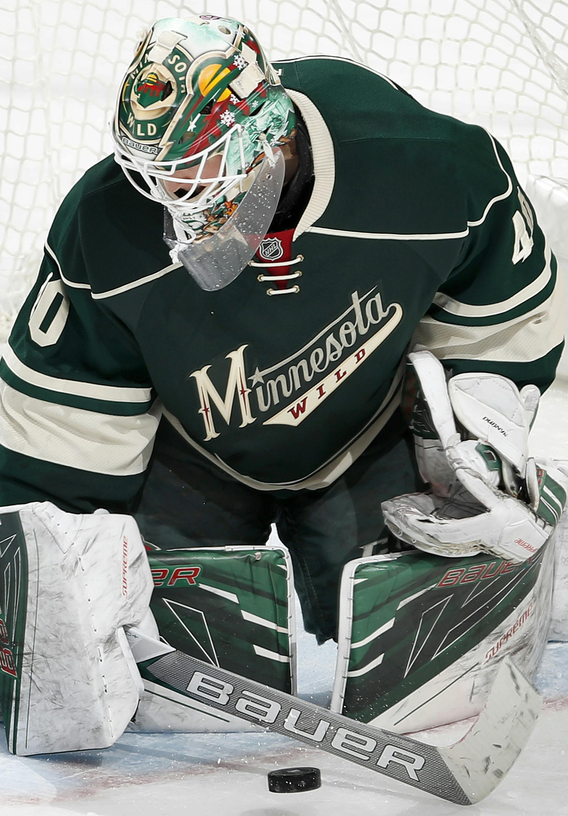 Wild goalie Devan Dubnyk (40) made a save in the third period. ] CARLOS GONZALEZ cgonzalez@startribune.com - December 11, 2016, St. Paul, Minnesota, NHL Hockey, Xcel Energy Center, Minnesota Wild vs. St. Louis Blues