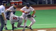 The classic image from the 1991 World Series is from Game 2, when Atlanta's Ron Gant had just singled to left field. But he was tagged coming back to 