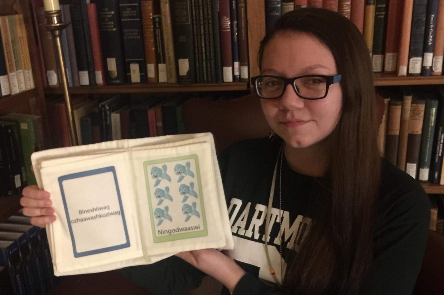 Skyler Kuczaboski translated a Dartmouth College instructor's children's book into Ojibwe, which "is a passion of mine," she said.