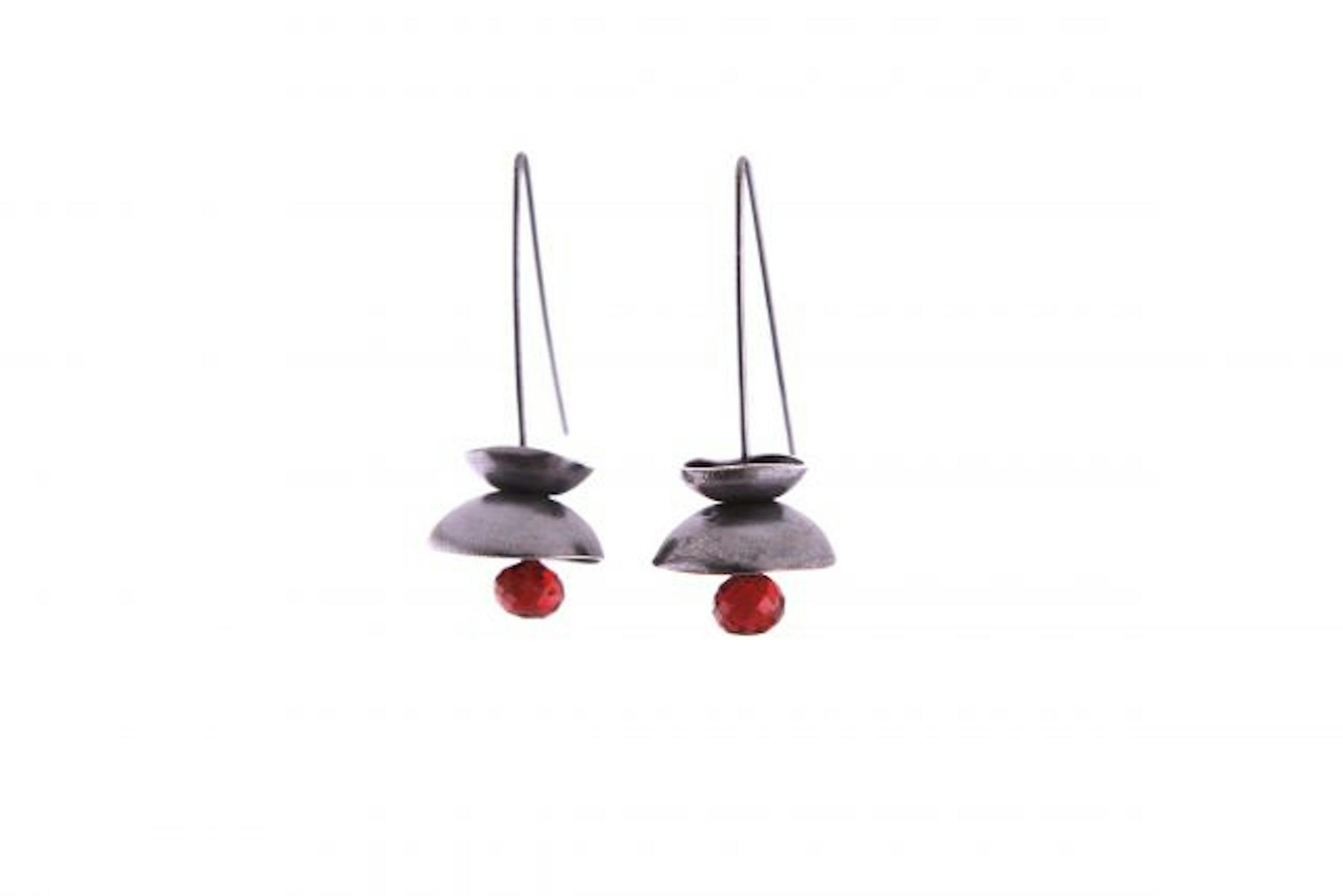 Britta Lynn Design earrings, such as these oxidized sterling silver with garnets, will be at Art-a-Whirl.