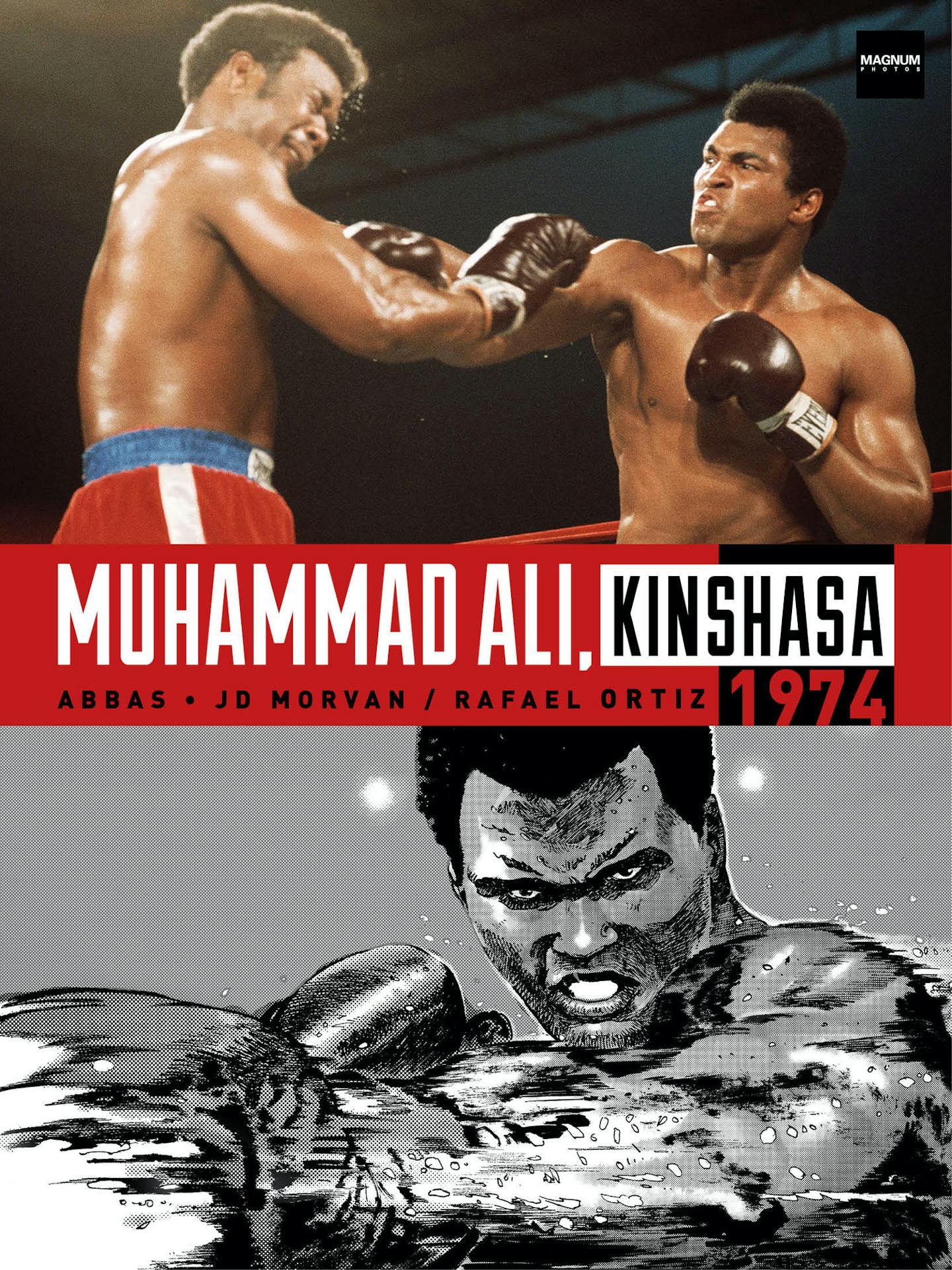 The cover to "Muhammad Ali Kinshasa 1974" uses both a photo and an illustration, which is a taste of what's inside. (Photo by Abbas, art by Rafael Ortiz, Courtesy Titan Comics/TNS)