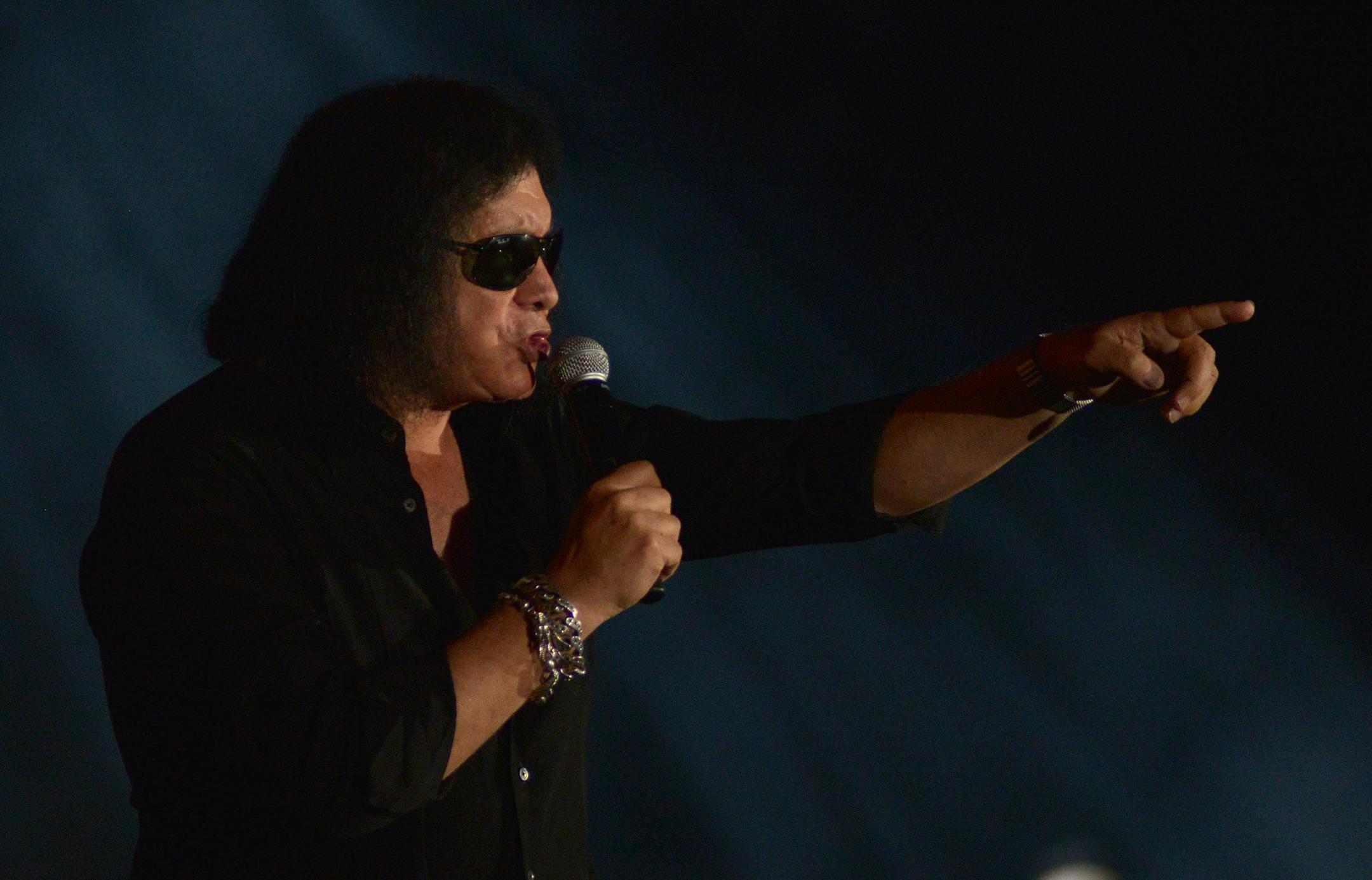 KISS frontman Gene Simmons performs "Rock and Roll All Night" at the Starkey Hearing Foundation gala Sunday, July 26 at the RiverCenter in St. Paul. ] (SPECIAL TO THE STAR TRIBUNE/BRE McGEE) **Gene Simmons