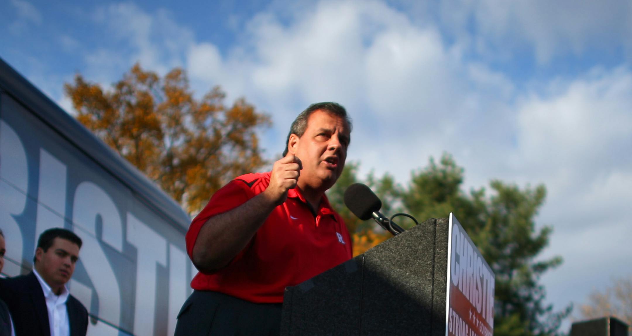 New Jersey Governor Chris Christie campaigns for re-election during a stop in Bridgewater, N.J., Nov. 2, 2013. Christie is dominating the polls throughout the campaign, traveling on a state-wide bus tour that will take him to all 21 counties before Election Day.