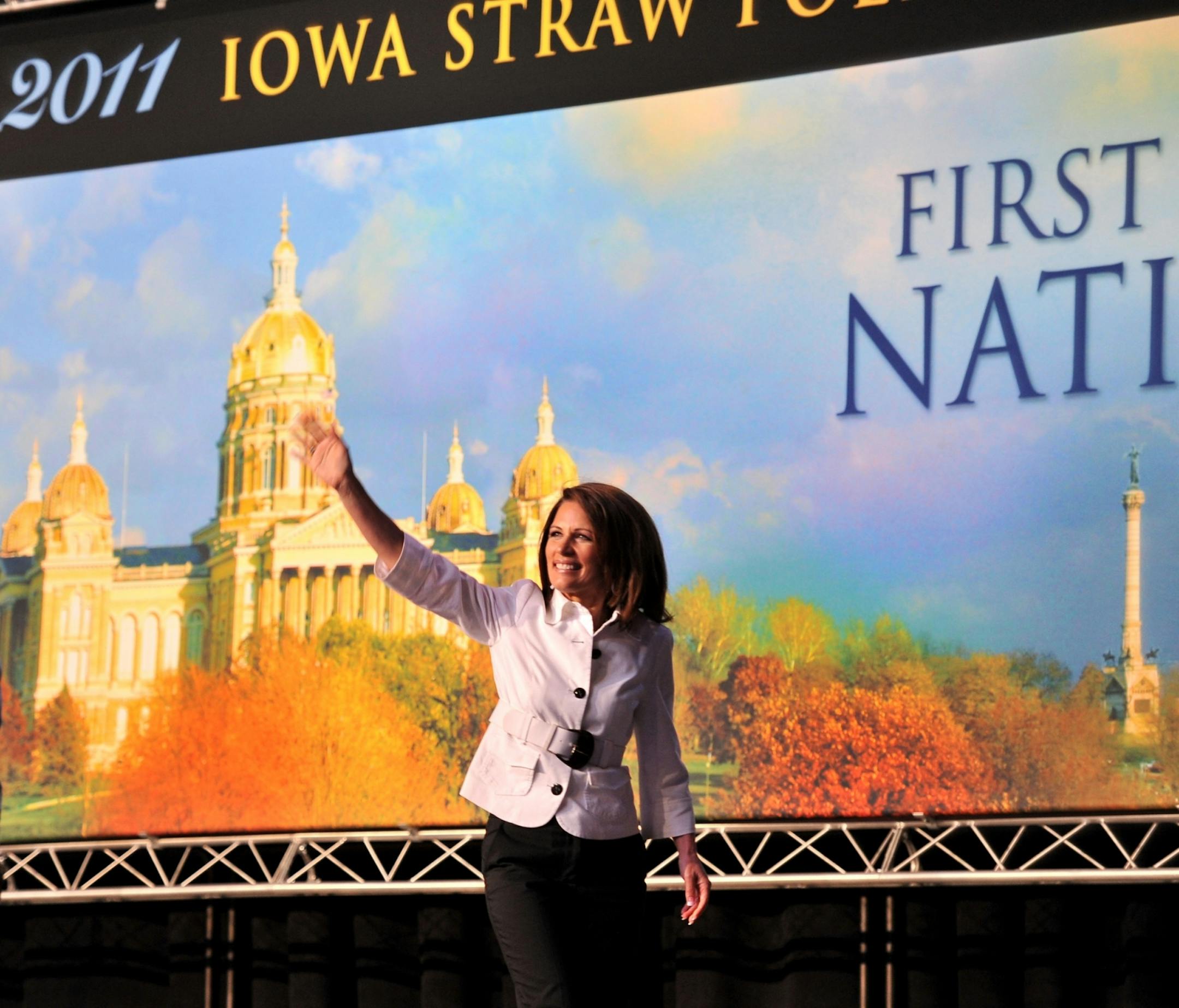 Michele Bachmann made an early appearance Saturday at the Ames Straw Poll, August 13, 2012