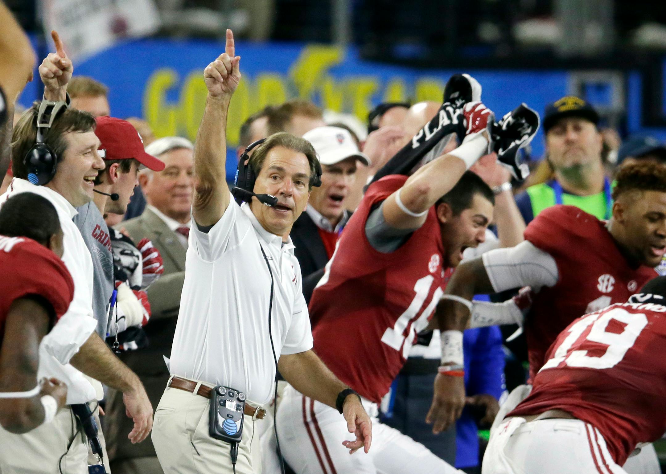 The defending national champion Crimson Tide is the No. 1 team in the Associated Press preseason Top 25 for the fifth time overall and third time under coach Nick Saban.