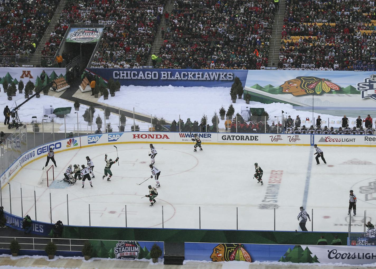 Wild left winger Thomas Vanek celebrated his first-period goal Sunday afternoon at TCF Bank Stadium.