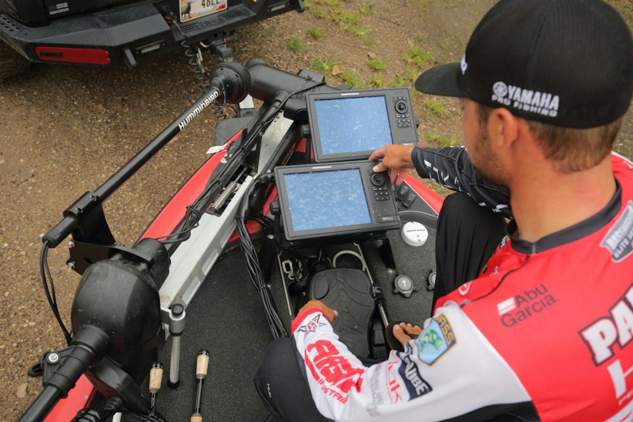 Brandon Palaniuk has two Humminbird 360s on the bow. Also a Minn Kota trolling motor.