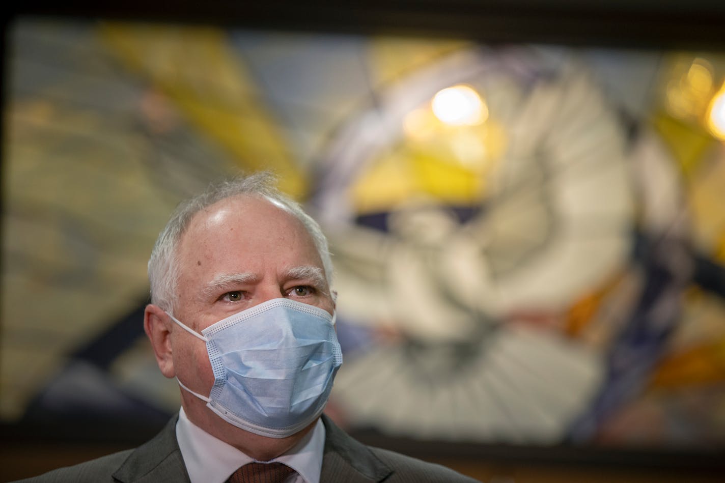 Minnesota Governor Tim Walz announced progress in vaccinating residents and staff at nursing homes and assisted-living facilities across the state during a press conference at The Good Samaritan Society-Ambassador nursing home, Friday, January 22, 2021 in New Hope, MN. ] ELIZABETH FLORES • liz.flores@startribune.com