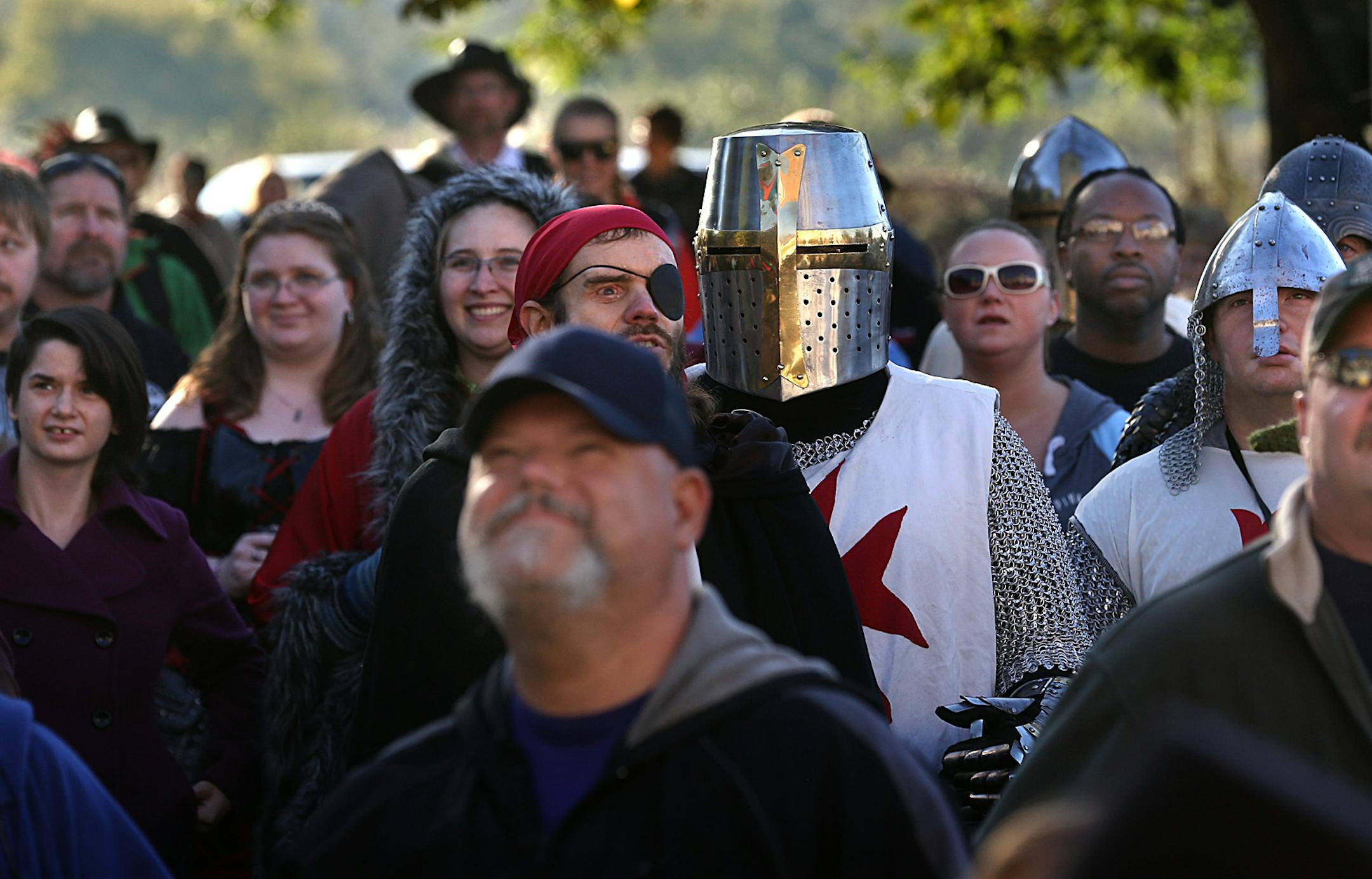 A large crowd gathered outside the King‚Äôs Gate, at the Renaissance Festival, prior to the start of a new day. ] JIM GEHRZ ‚Ä¢ jgehrz@startribune.com / Shakopee, MN / Sept. 13, 2014 / 8:30 AM / BACKGROUND INFORMATION: For decades the Renaissance Festival has been trying to maintain an illusion of a return to a distant medieval past. But recent patrons report that the illusion is under strain, as a very modern-day enterprise, sand mining for oil fracking, is vis