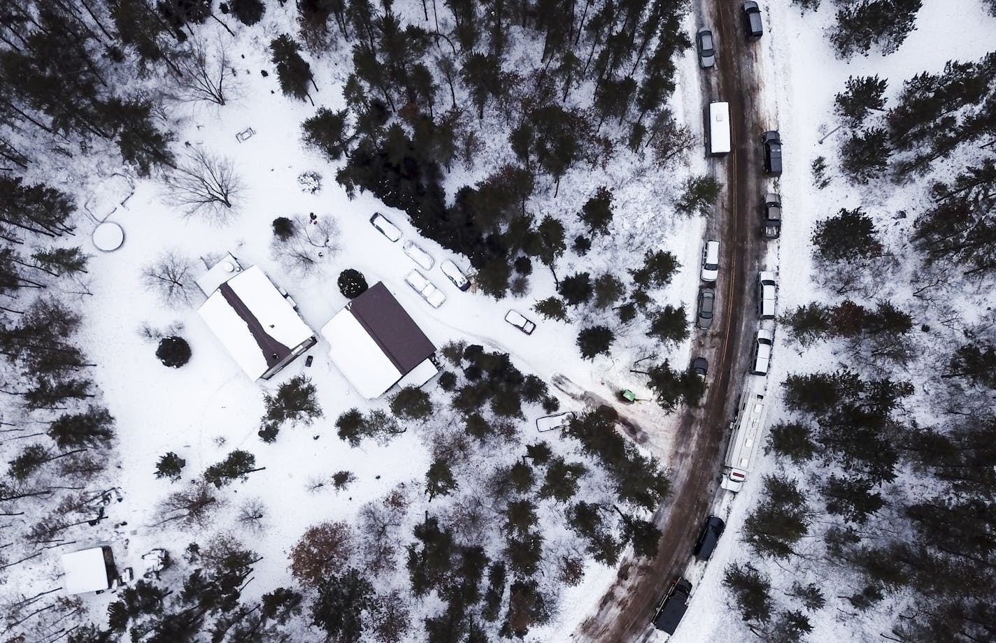 The cabin outside of Gordon, Wis., where Jayme Closs was held for 88 days was surrounded by a swarm of law enforcement vehicles Saturday morning.