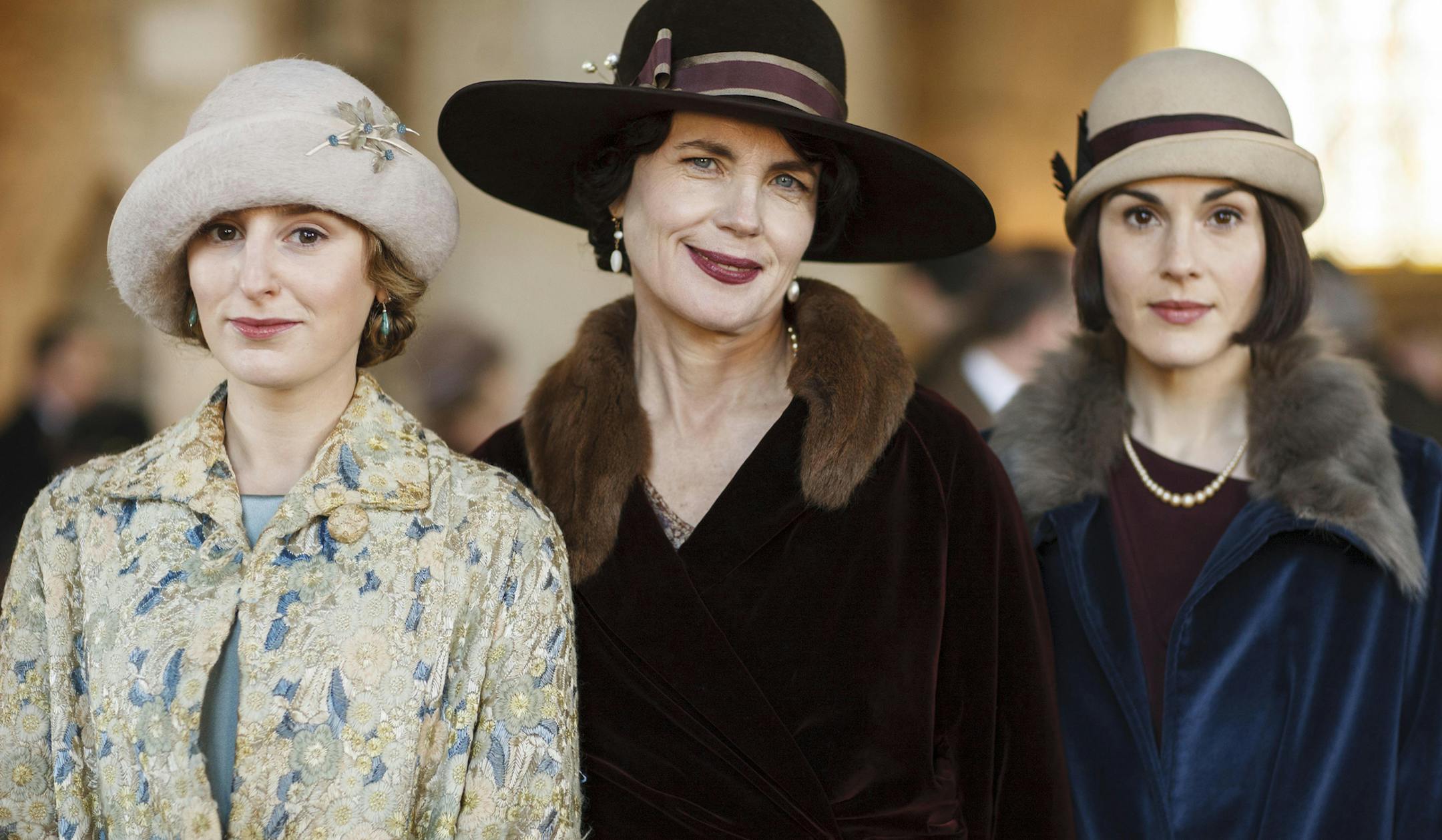 Laura Carmichael as Lady Edith Crawley, from left, Elizabeth McGovern as Cora, Countess of Grantham and Michelle Dockery as Lady Mary Crawley in PBS' popular "Downton Abbey," which returns for its last season on Sunday. (Nick Briggs) ORG XMIT: 1178558