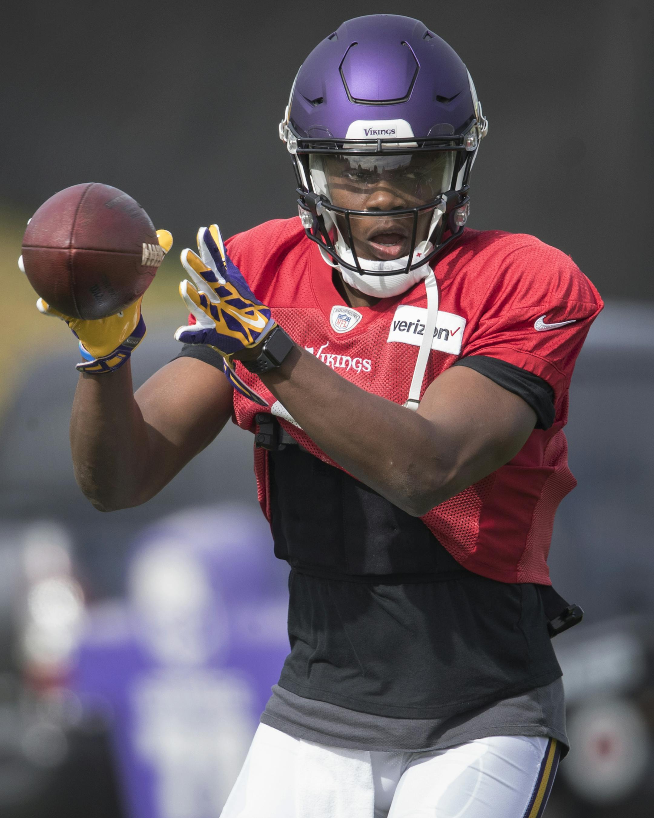 Vikings quarterback Teddy Bridgewater returned to practice today with the Minnesota Vikings for the first time since he suffered a devastating knee injury well over year ago Wednesday October 18,2017 in Eden Prairie, MN. ] JERRY HOLT &#xef; jerry.holt@startribune.com