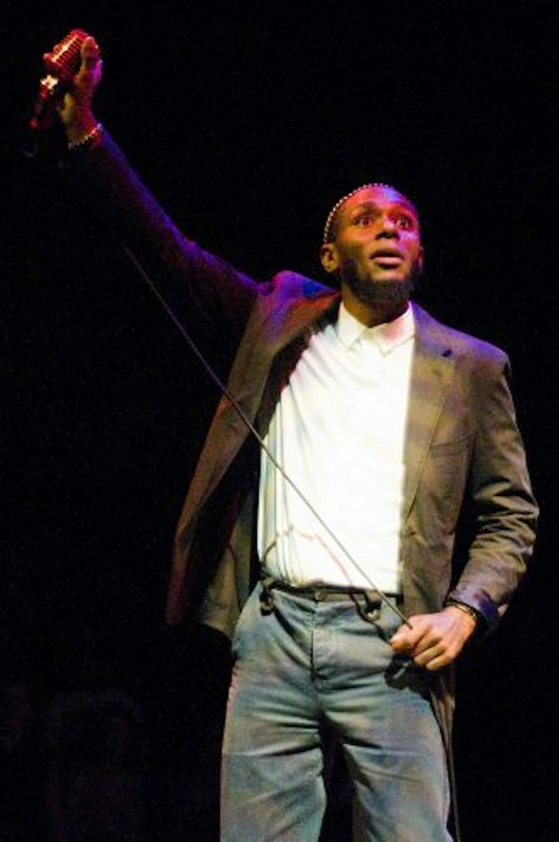 With a vintage red microphone, Mos Def spent much of the show skipping across the stage, swiveling his feet like a young Michael Jackson.