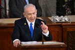 Prime Minister Benjamin Netanyahu of Israel speaks to a joint session of Congress at the Capitol in Washington on Wednesday, July 24, 2024.