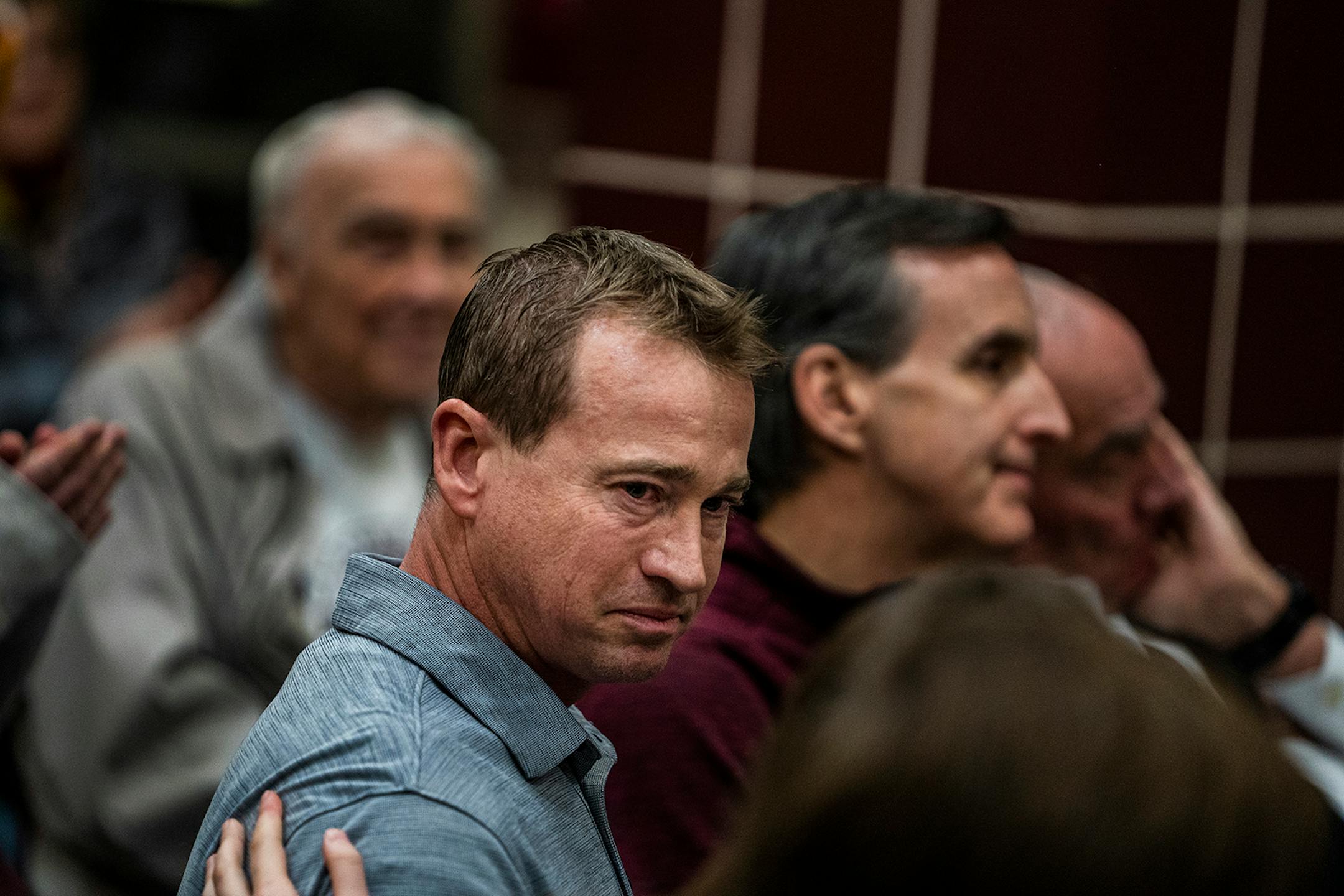 Steven Woog during a celebration of Gophers hockey legend Doug Woog at South St. Paul High School.