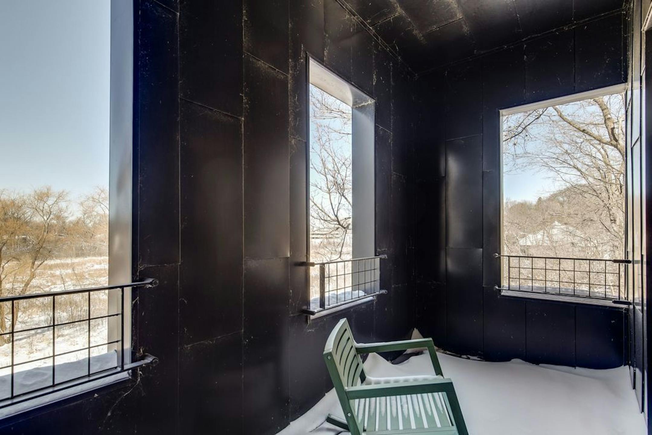A metal deck off one of the bedrooms.