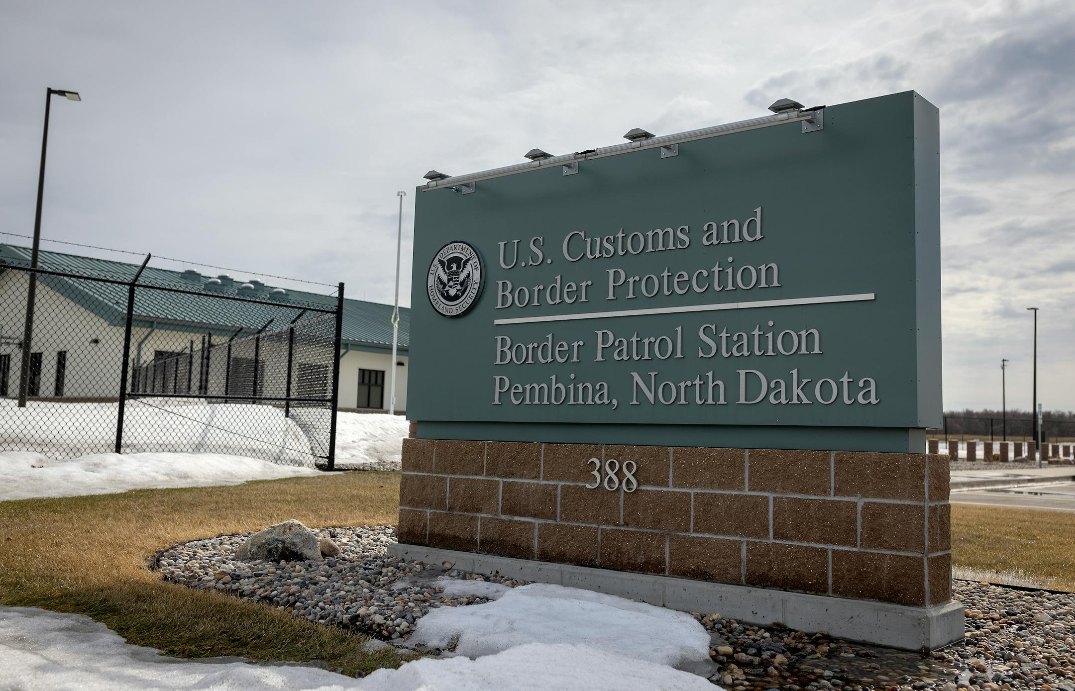 A photo of the building where several Indian citizens were processed and where agents found backpacks with baby items that prompted the search for more people in Pembina, Minn., on Monday, March 21, 2022.