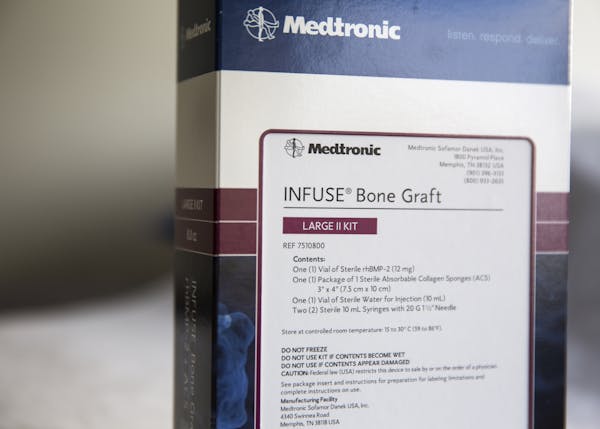 Infuse Bone Graft by Medtronic seen in the box on Tuesday, February 16, 2016. ] (Leila Navidi/Star Tribune) leila.navidi@startribune.com