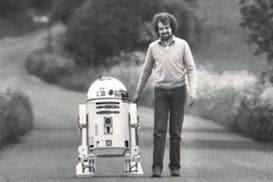 Tony Dyson is shown with his creation, R2-D2, in the early days of "Star Wars."
