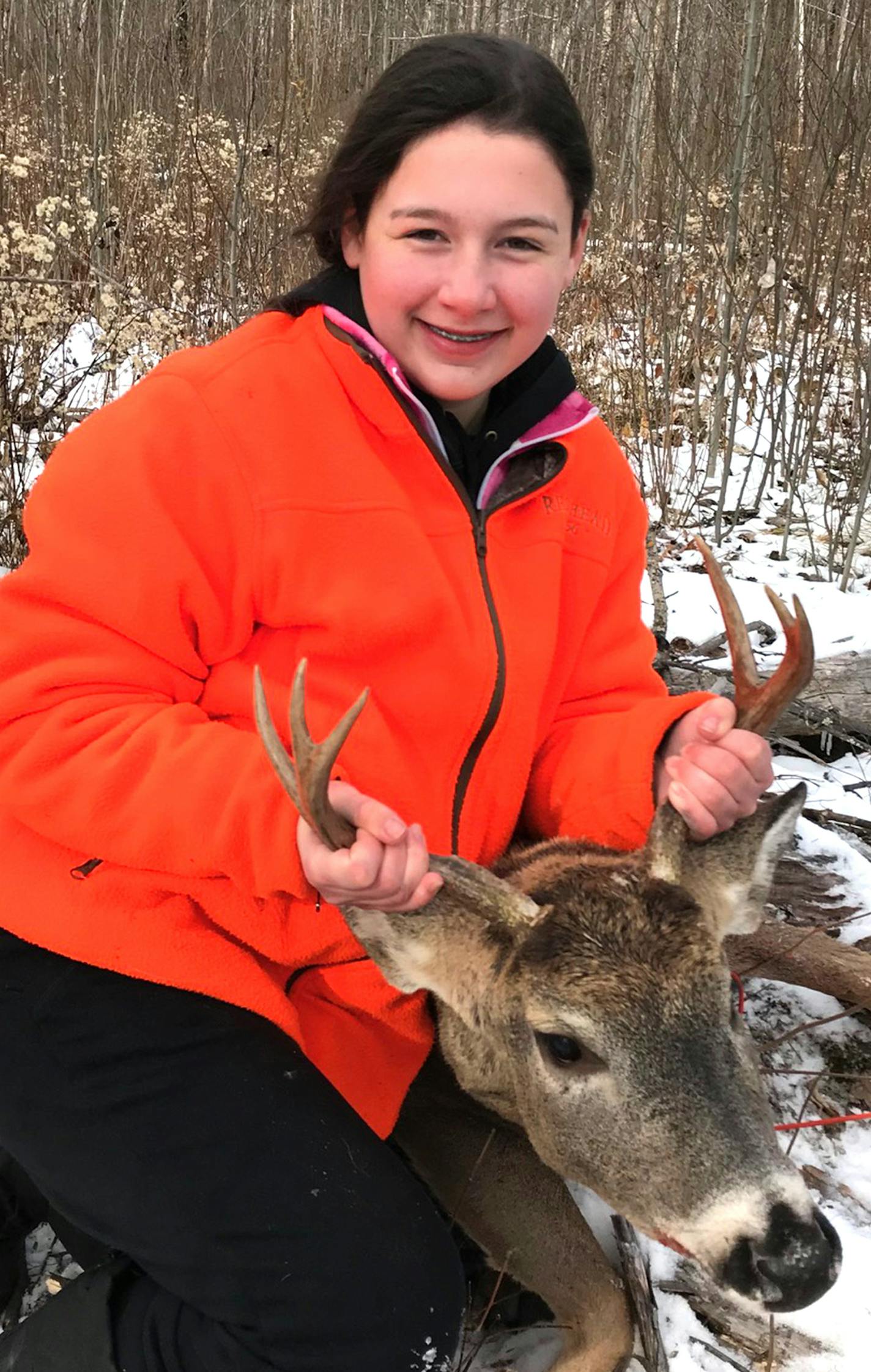 13-year-old Harper Lien of the Twin Cities shot her first buck on Sunday, of opening weekend 2019.