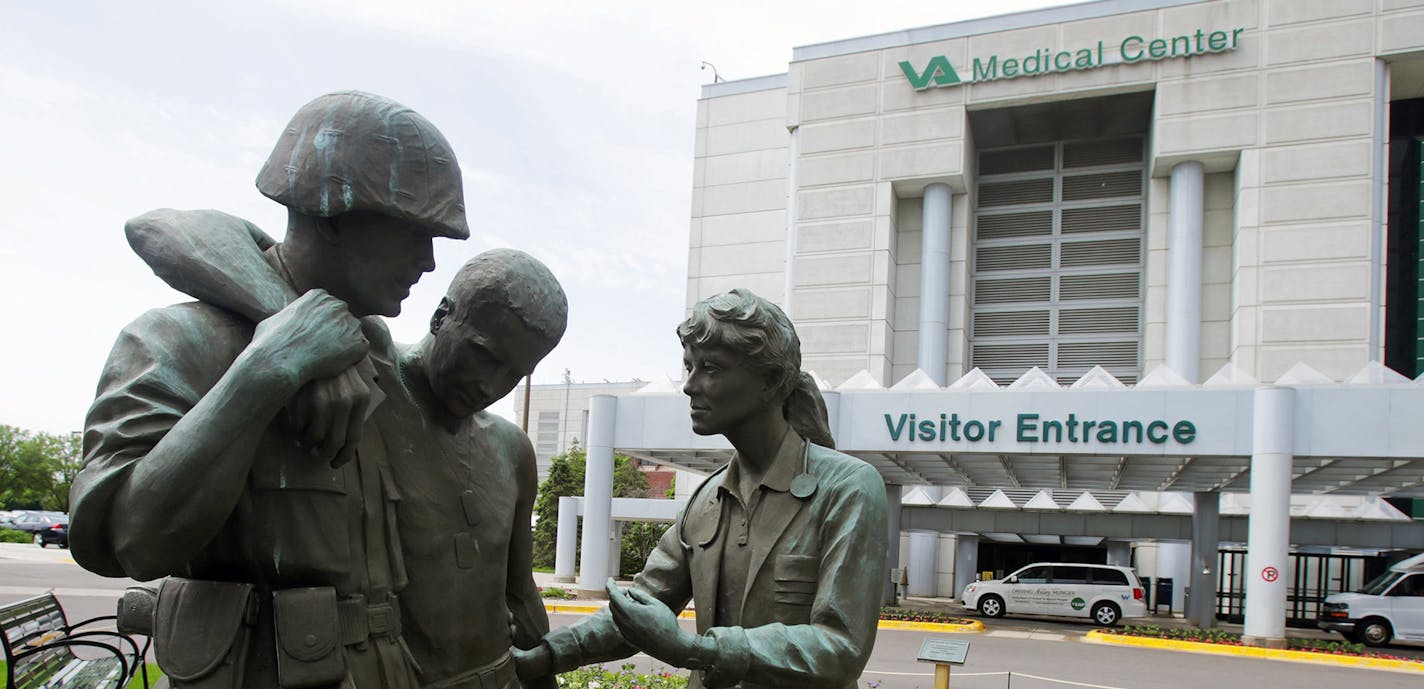 The grounds of the Minneapolis VA Hospital, where surgeries will resume Friday after a halt since Wednesday.