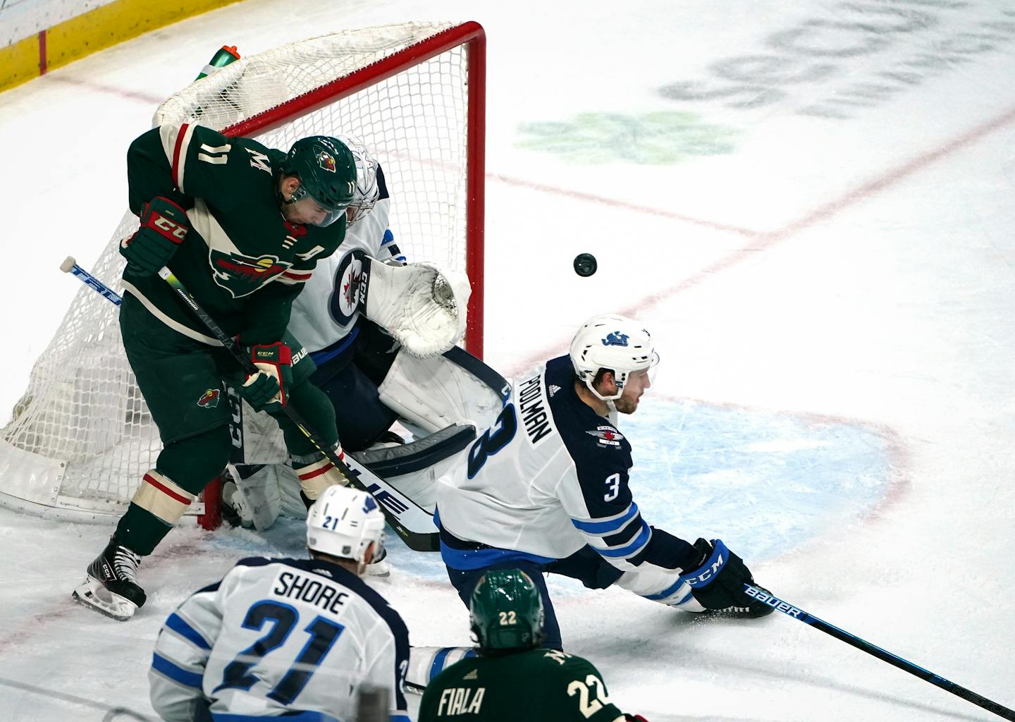 Zach Parise was set up to tip a shot vs. the Jets.