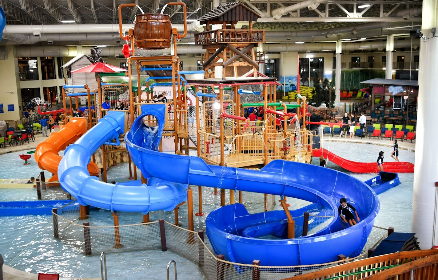 Kids splashed in the newly opened 75,000 square foot waterpark at Great Wolf Lodge.