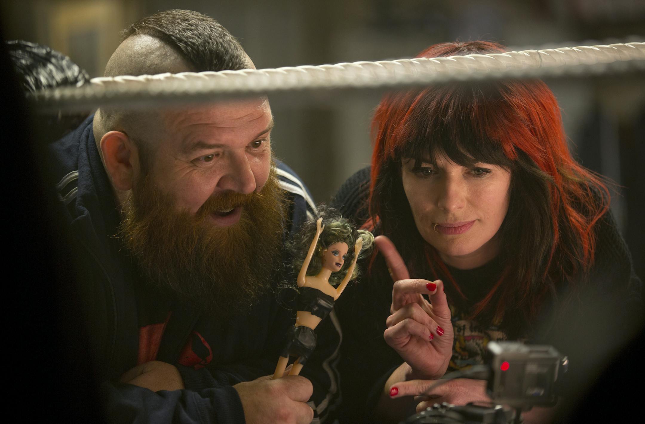 This image released by Metro Goldwyn Mayer Pictures shows Nick Frost, left, and Lena Headey in a scene from "Fighting with My Family." (Robert Viglasky/Metro Goldwyn Mayer Pictures via AP)