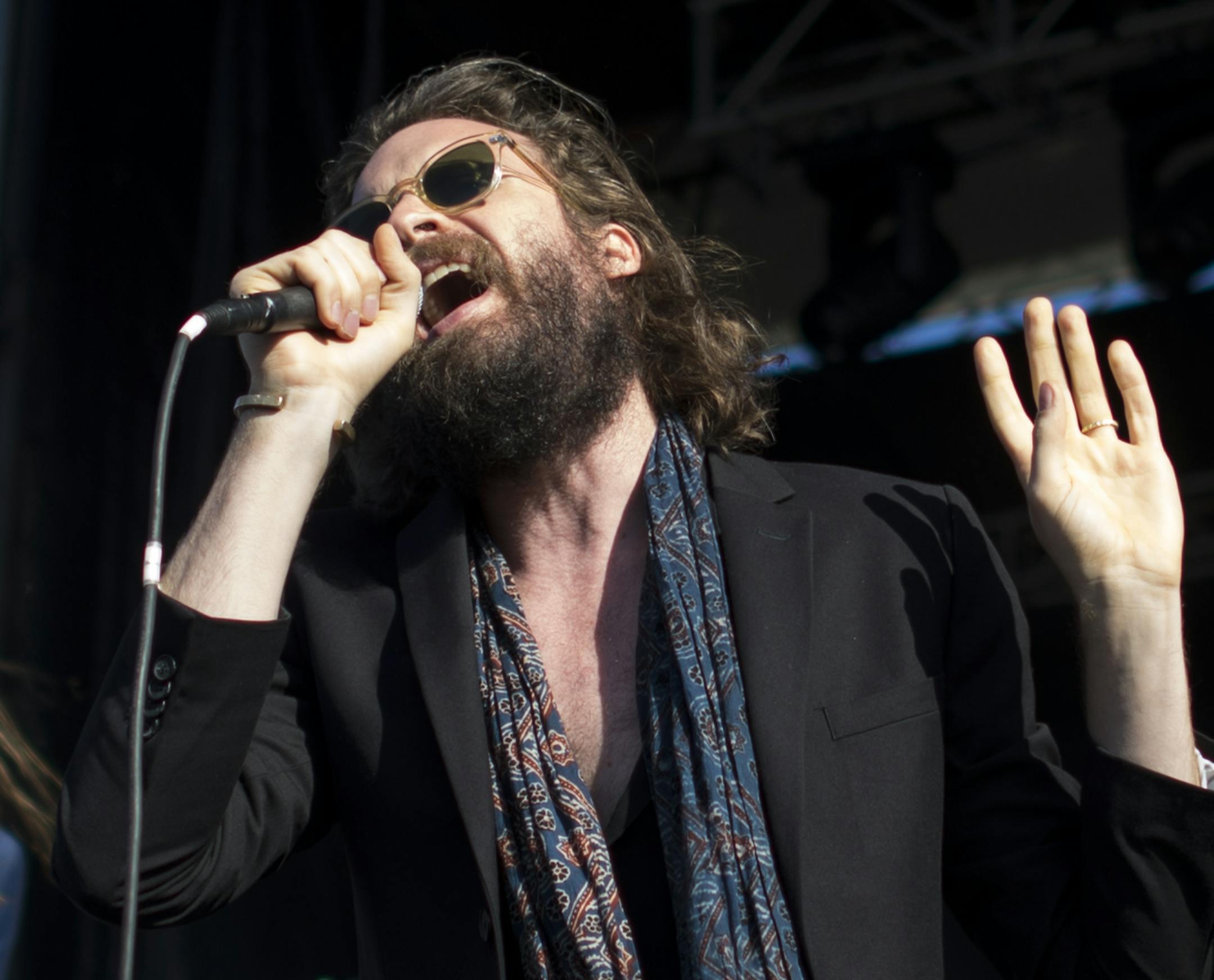 Josh Tillman, lead singer of Father John Misty, performs Saturday at Historic Hall's Island in Minneapolis. ] Aaron Lavinsky &#x2022; aaron.lavinsky@startribune.com Father John Misty and the Alabama Shakes performed at historic Hall's Island on Saturday, May 30, 2015 in Minneapolis.