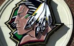 This logo dominates the architecture of the Ralph Engelstad Arena.