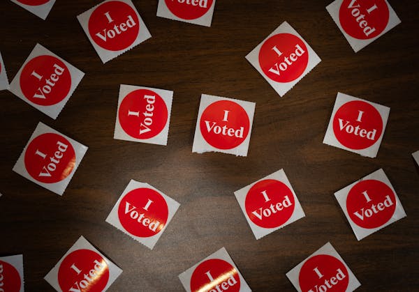 “I Voted” stickers are seen in a local Minnesota election. Minnesotans will cast their ballots in the 2024 presidential primaries on Super Tuesday