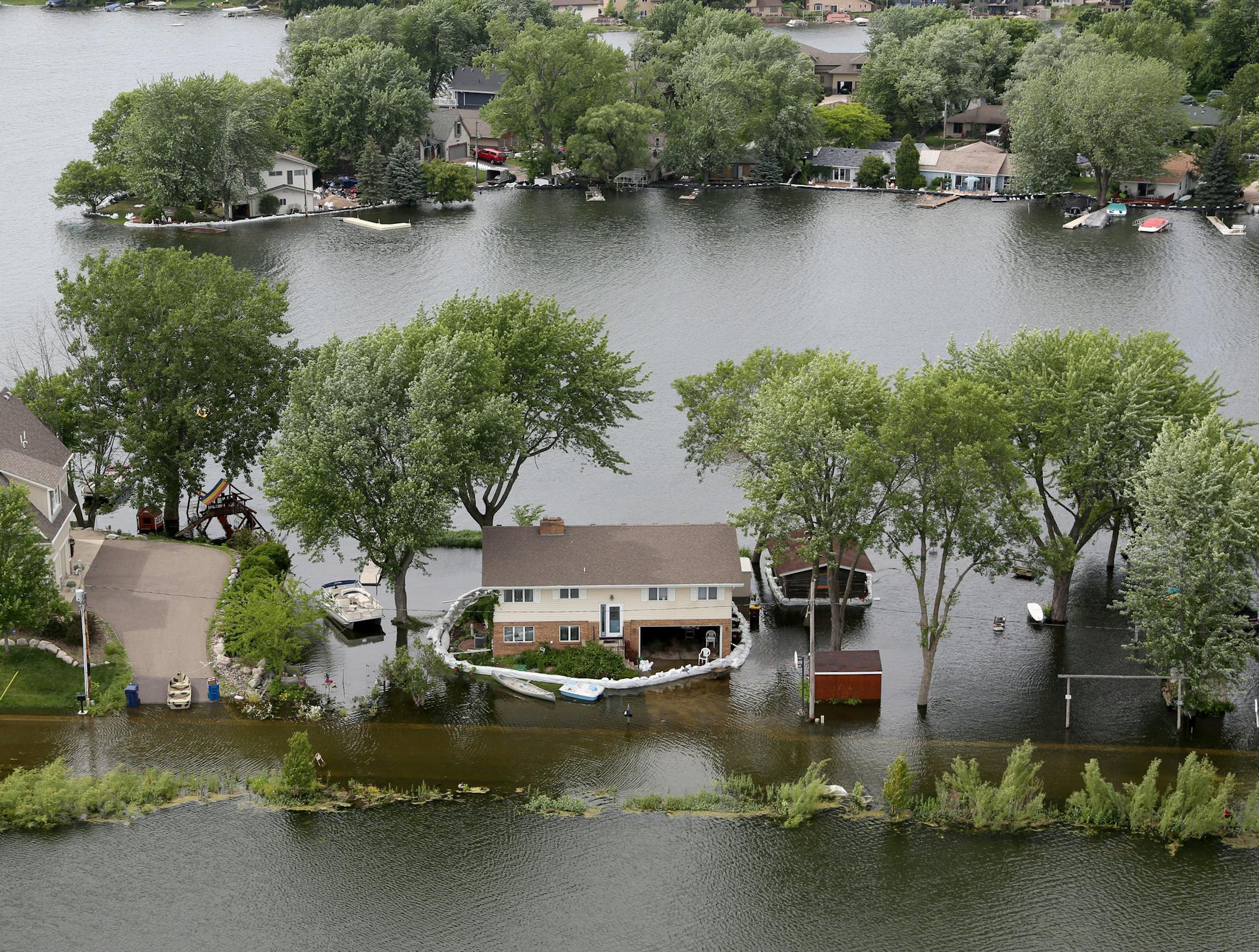 Home owners surrounded their homes with sandbags to protect them from being flooded by Prior Lake.