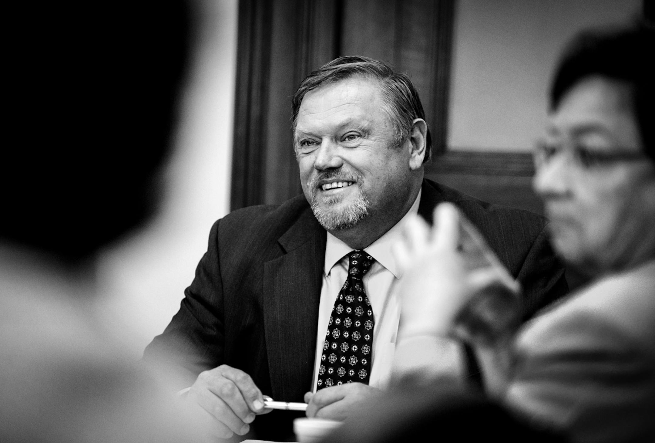 Senate Majority Leader Tom Bakk led a presession staff meeting. ] GLEN STUBBE * gstubbe@startribune.com Monday, March 31, 2014.