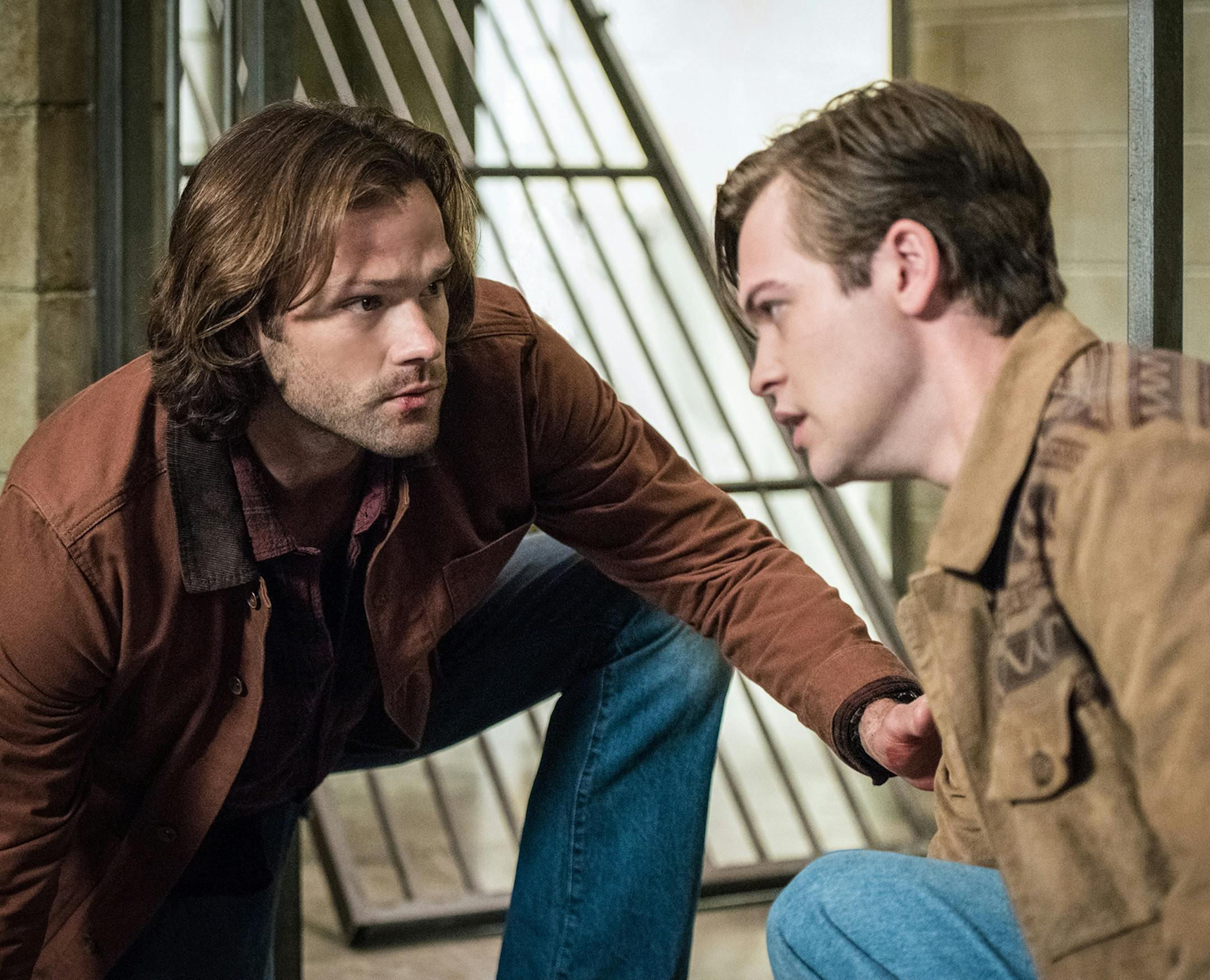 Jared Padalecki, left, and Alexander Calvert in the season 13 preimere of "Supernatural."
Photo: Dean Buscher/ CW