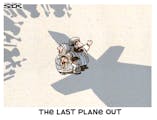Sack cartoon: The last plane out