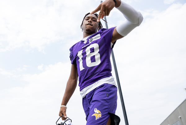 Minnesota Vikings receiver Justin Jefferson walked out onto the practice field.