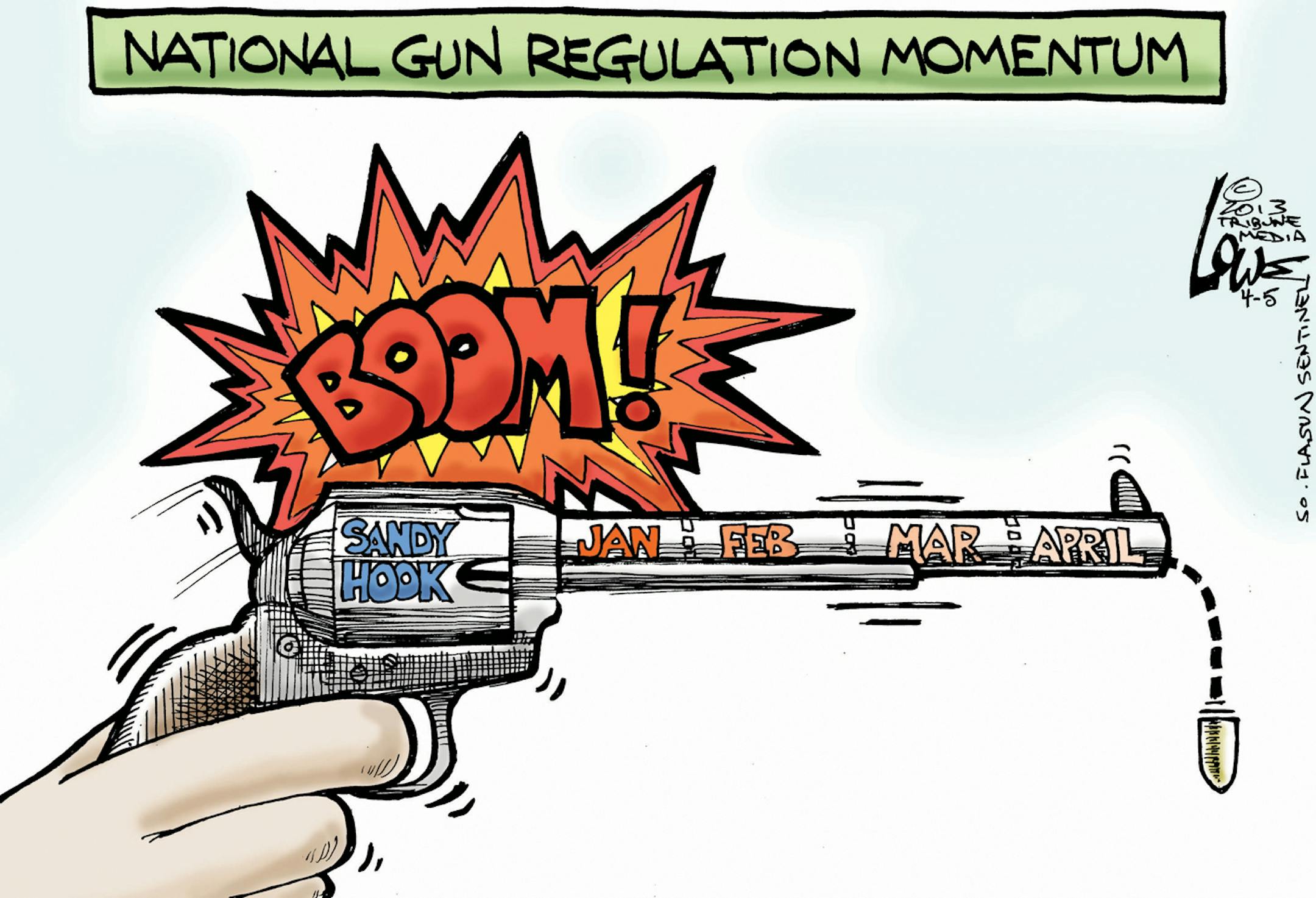 Chan Lowe editorial cartoon for April 8, 2013.