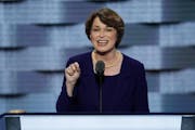 Sen. Amy Klobuchar, D-Minn., speaks during the second day of the Democratic National Convention in Philadelphia , Tuesday, July 26, 2016.