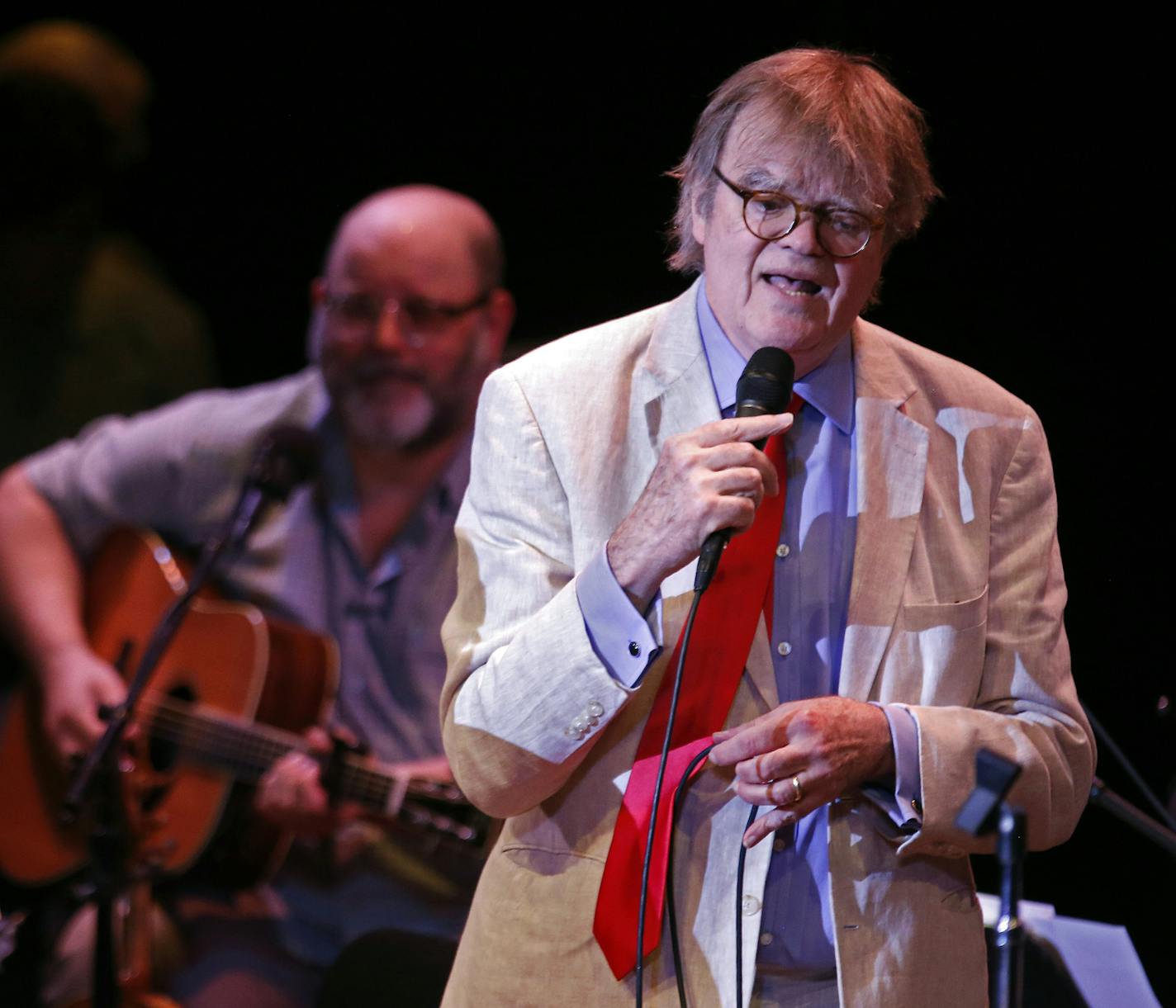 Garrison Keillor sings during the live broadcast of "A Prairie Home Companion" on May 21, 2016 at the State Theatre in Minneapolis. (Leila Navidi/Minneapolis Star Tribune/TNS) ORG XMIT: 1217180