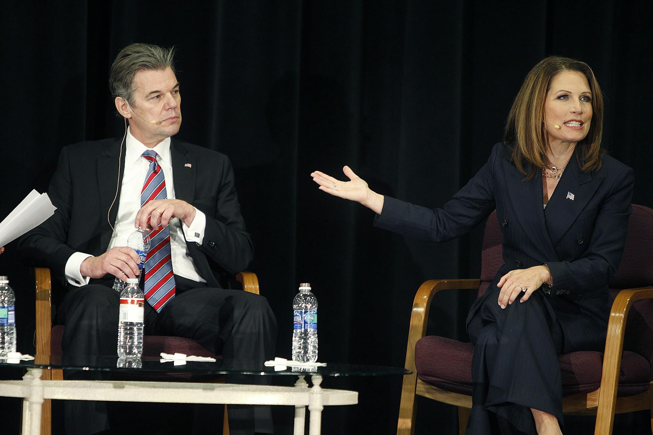 Michele Bachmann and Jim Graves debated at the River�s Edge Convention Center in St. Cloud, MN, Tuesday, October 30, 2012. It is the only one of three that will be held in the Sixth Congressional District. (ELIZABETH FLORES/STAR TRIBUNE) ELIZABETH FLORES � eflores@startribune.com