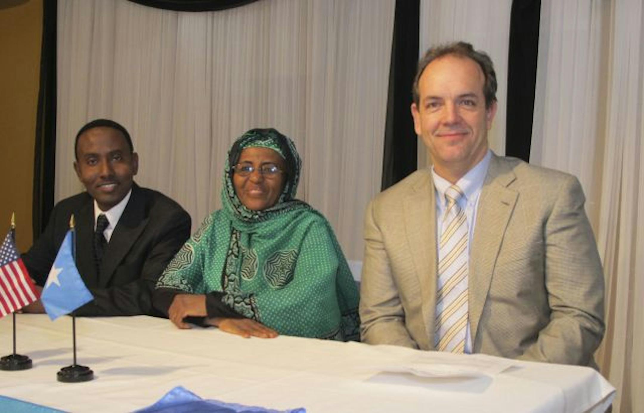 Sara Glassman, sglassman@startribune.comThe Somali Union and Internally Displaced Somali Advisory Council sponsored a celebration of the humanitarian work of Hawa Abdi, MD. The Somali gynecologist and her two daughters, also doctors, have a hospital in Somalia that serves 300 patients a day. Said Sheik-Abdi, Dr. Hawa Abdi and Daniel Wordsworth, CEO of American Refugee Committee