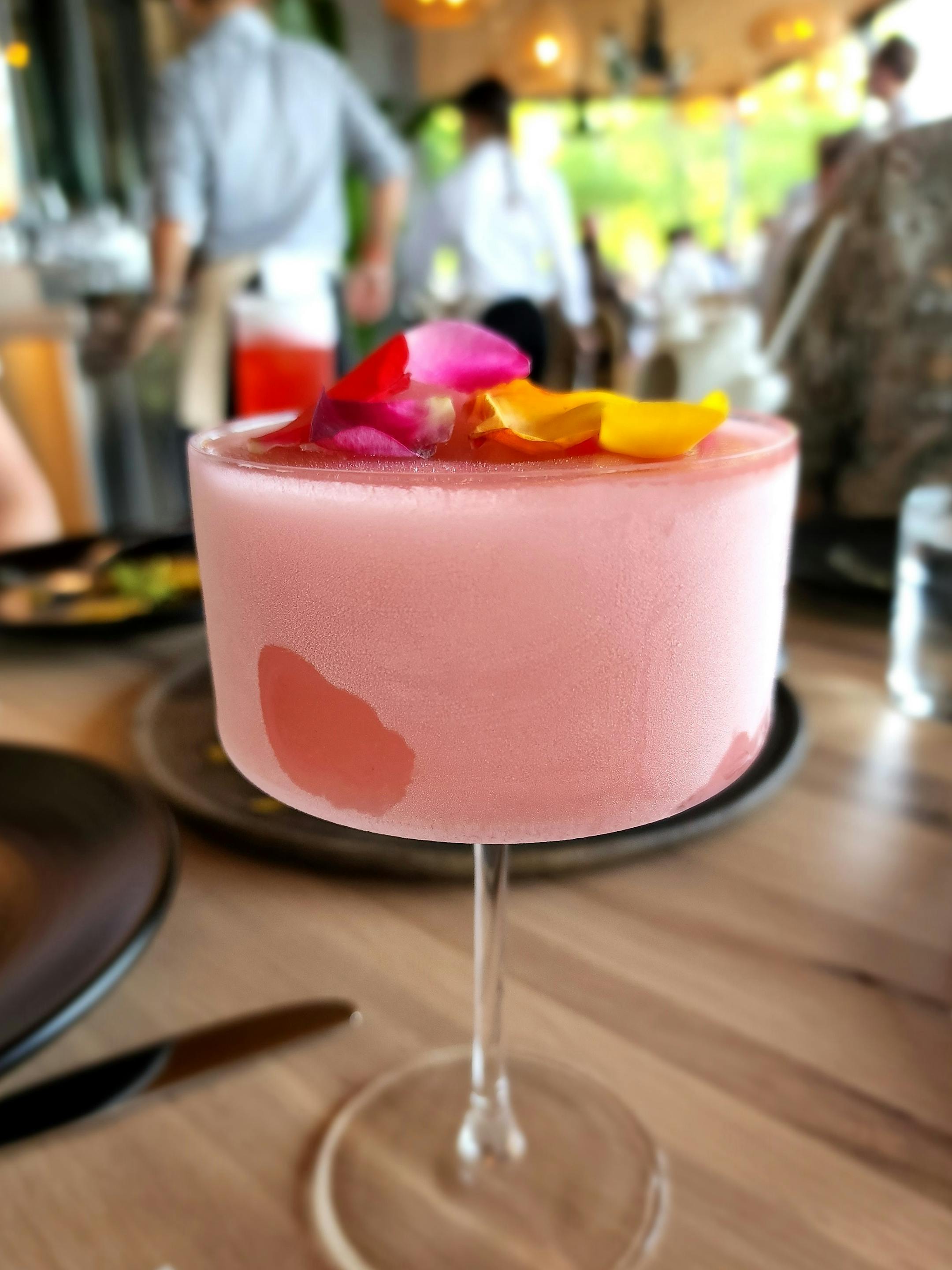 A pink slushie cocktail.