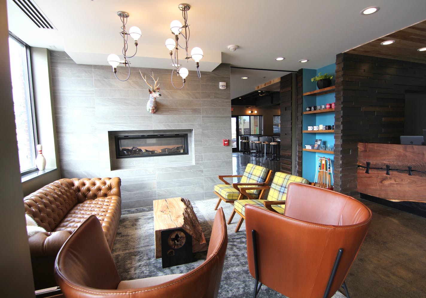 The lobby of the Oxbow Hotel in Eau Claire, Wis./photo provided by Oxbow Hotel