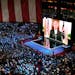 President Bush addressed the Republican National Convention via remote video and was introduced by his wife, Laura.