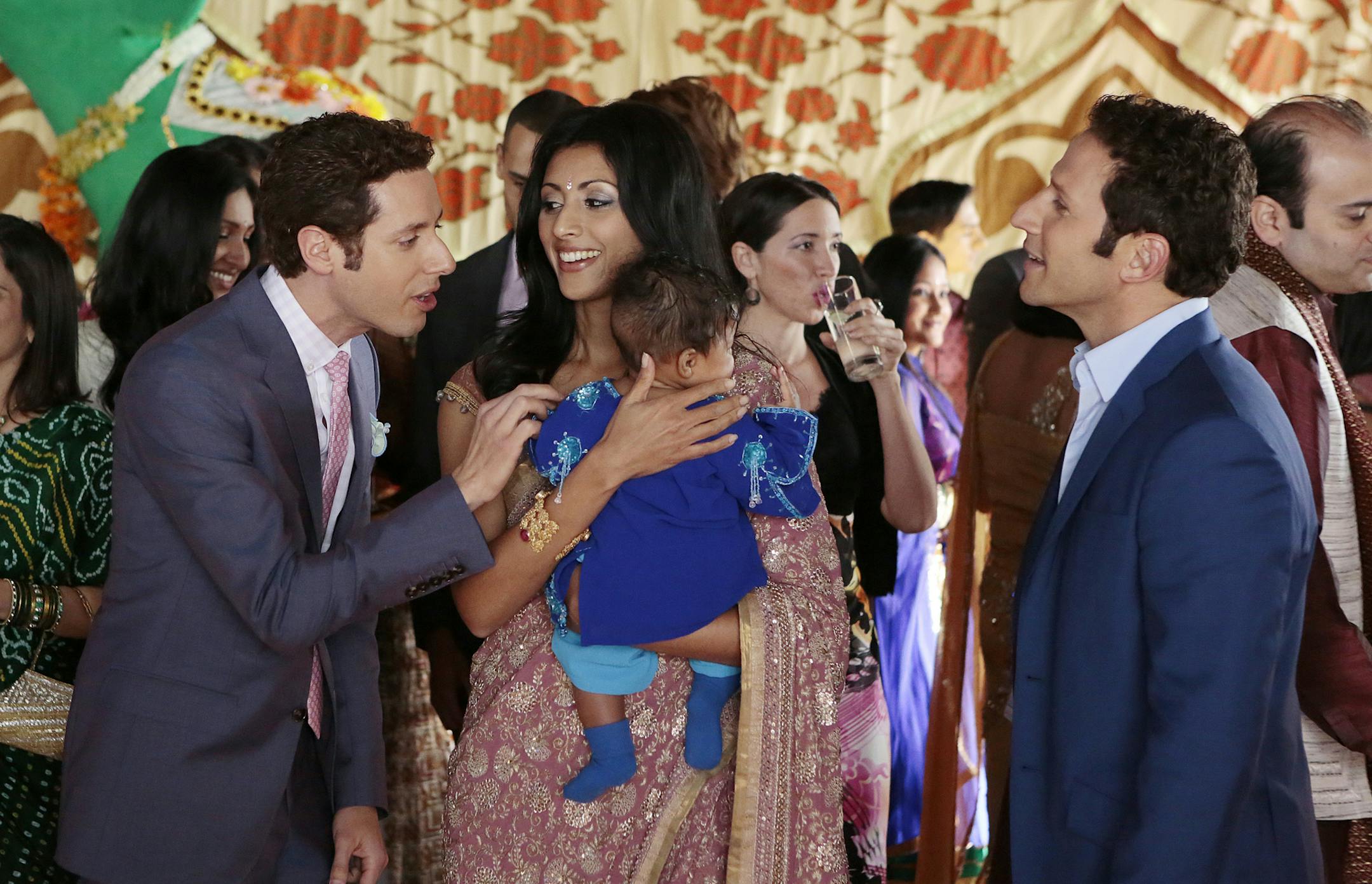 ROYAL PAINS -- "Smoke and Mirrors" Episode 601 -- Pictured: (l-r) Paulo Costanzo as Evan Lawson, Reshma Shetty as Divya Katdare, Mark Feuerstein as Dr. Hank Lawson -- (Photo by: Giovanni Rufino/USA Network) ORG XMIT: Season:6