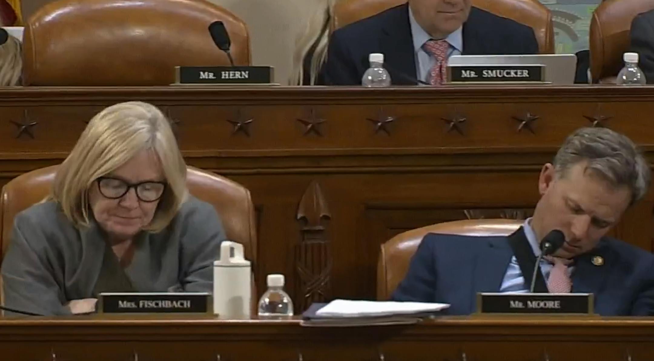 Rep. Michelle Fischbach nudged her colleague Rep. Blake Moore awake to cast a vote on Wednesday.