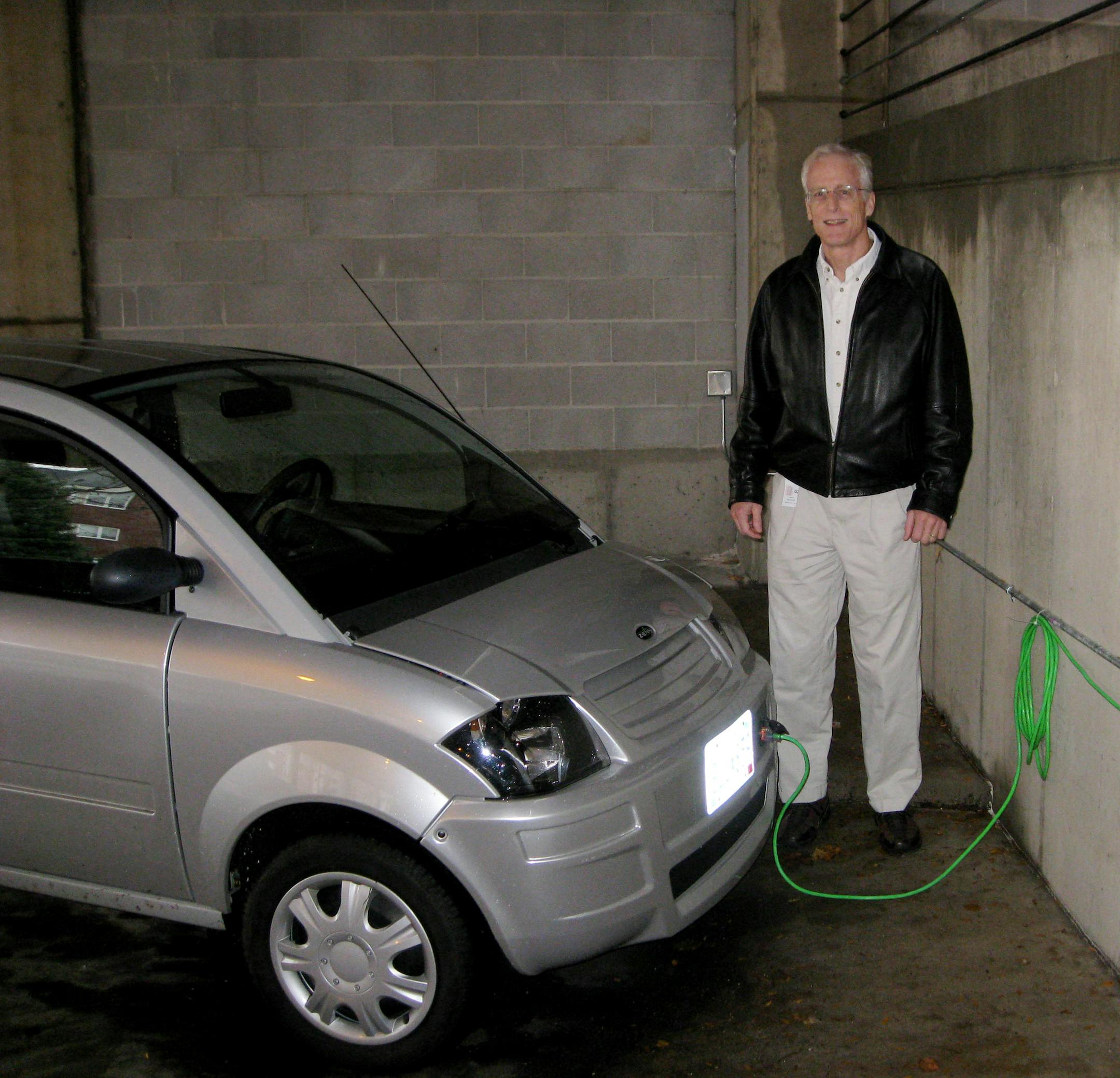 Jim Genellie, assistant Hopkins city manager, said two new spaces offering charging outlets for electric cars in the municipal ramp fit in with city goals�to go green.