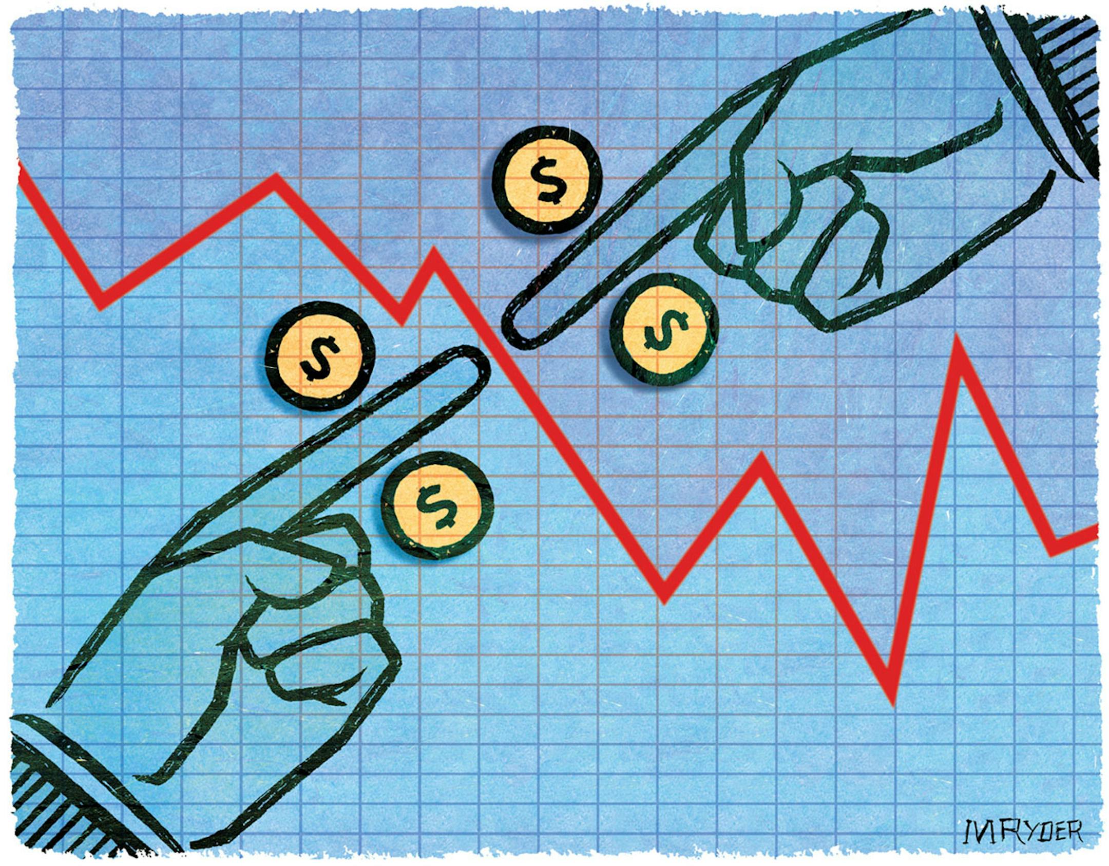 This artwork by M. Ryder relates to the economy.